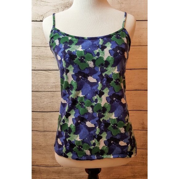 Tops - Floral Cami--Blue/Green/White